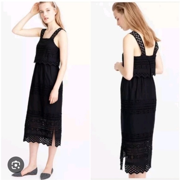 J. Crew Dresses & Skirts - J.Crew Eyelet Dress - Black - Size 4 - VGUC